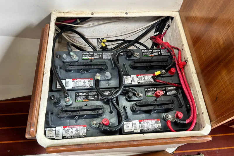 Slide: The Image of Battery compartment of a 1998 Catalina 36 MkII sailboat with Duracell batteries. - 57