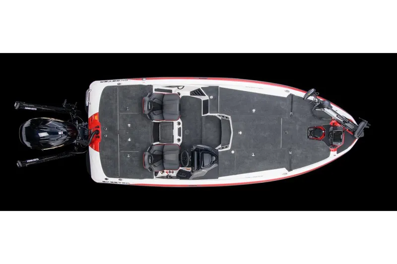 Slide: The Image of Manufacturer Provided Image: 2022 Skeeter ZXR 20 fishing boat, top view, black and white with red accents. - 14