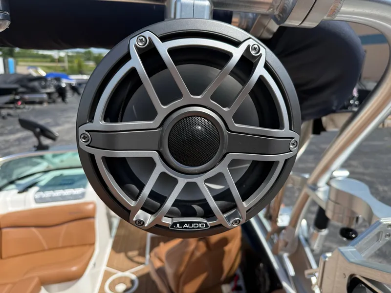 Slide: The Image of Close-up of a JL Audio speaker on a 2016 MasterCraft X30 boat. - 29