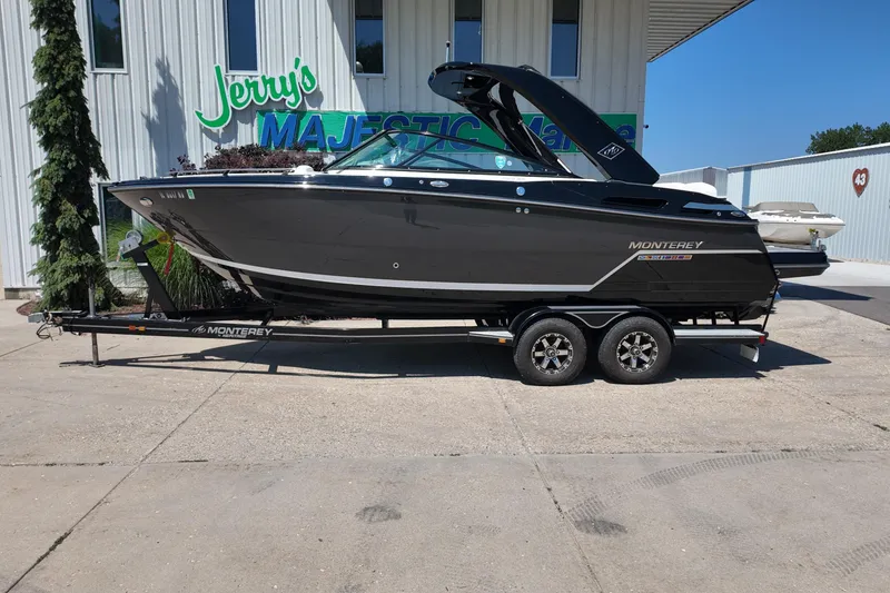 Slide: The Image of 2017 Monterey 258SS Super Sport boat on trailer at Jerry's Majestic Marine. - 1
