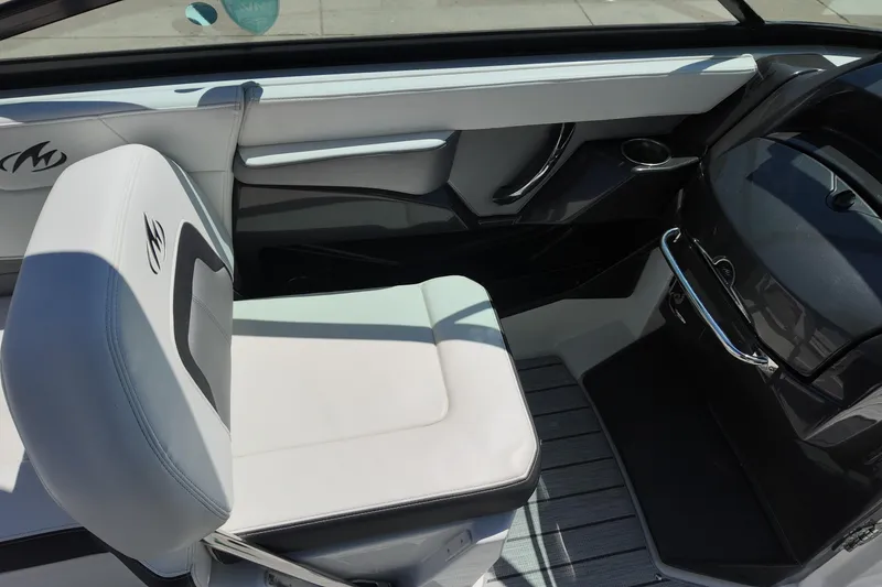 Slide: The Image of Interior of a 2017 Monterey 258SS Super Sport boat, featuring sleek seating and modern design. - 21