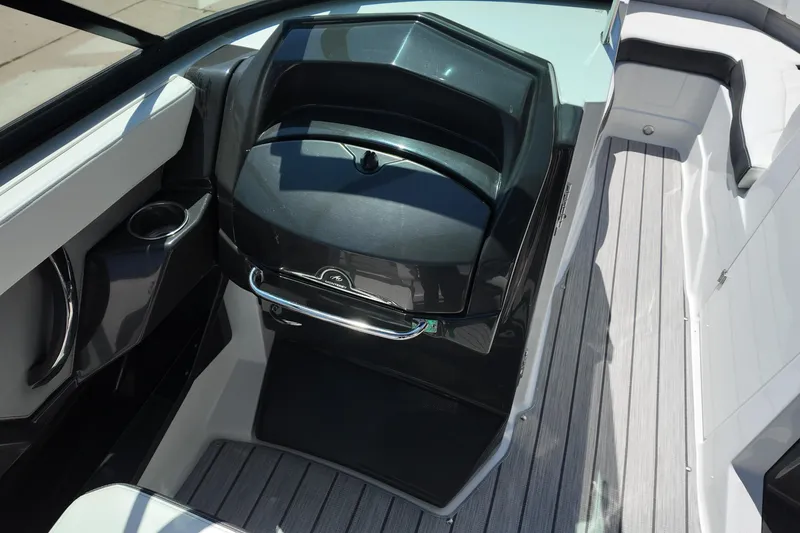Slide: The Image of 2017 Monterey 258SS Super Sport boat interior with sleek dashboard and seating area. - 22