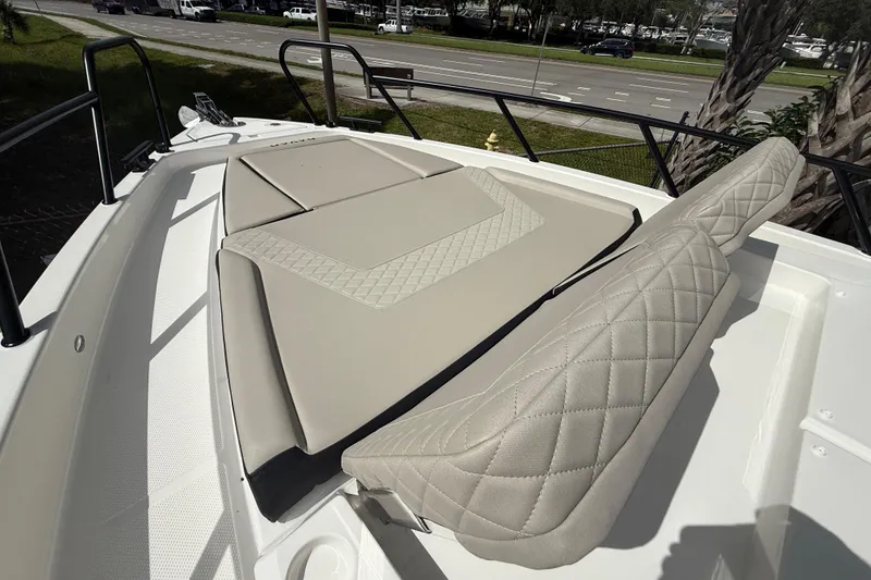 Slide: The Image of Luxurious seating on 2026 Navan S30 boat, featuring quilted upholstery and sleek design. - 9