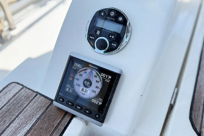 Slide: The Image of Control panel of a 2014 Bavaria Cruiser 37 sailboat with Garmin display. - 39