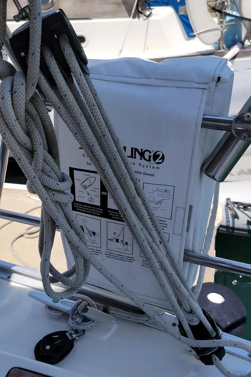 Slide: The Image of A sailboat with ropes and a sailing system manual on board. - 25