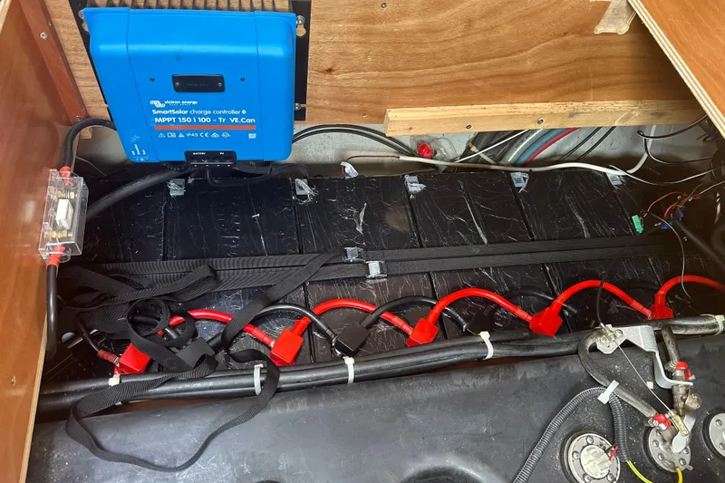 Slide: The Image of Electrical system of a 2010 Lagoon 440 yacht with wiring and components. - 30