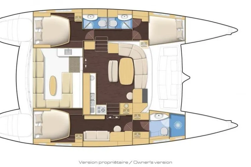 Slide: The Image of Floor plan of a 2010 Lagoon 440 catamaran, owner's version layout. - 82