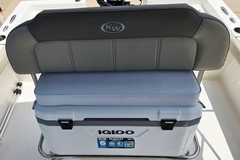 Slide: The Image of 2023 Key West 188 Bay Reef boat seat with Igloo cooler underneath. - 37