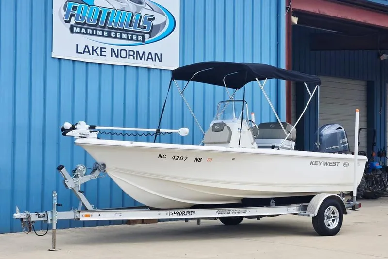 Slide: The Image of 2023 Key West 188 Bay Reef boat on trailer at Foothills Marine Center. - 5