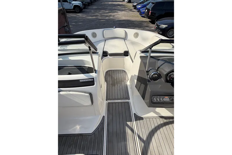 Slide: The Image of 2018 Bayliner VR5 Bowrider I/O interior with sleek design and modern dashboard. - 27