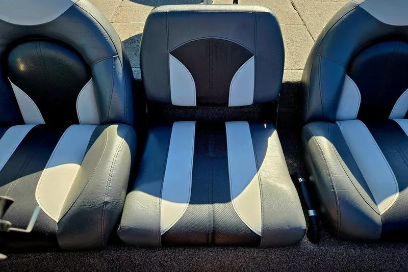 Slide: The Image of 2022 Vexus AVX1980 boat seats, featuring sleek black and gray design. - 26