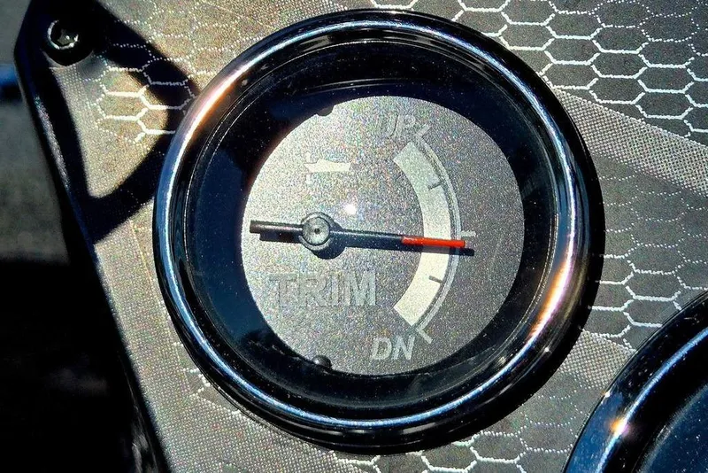 Slide: The Image of Close-up of 2022 Vexus AVX1980 trim gauge with honeycomb pattern background. - 37