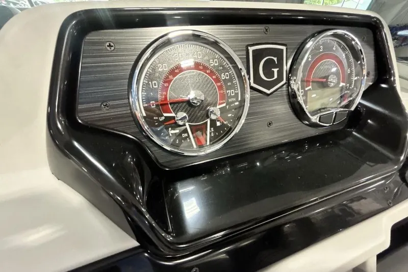 Slide: The Image of Dashboard of 2026 Godfrey Sweetwater 2286 SFL boat with speedometer and gauges. - 4