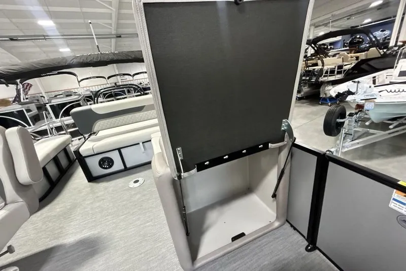 Slide: The Image of Interior view of 2026 Godfrey Sweetwater 2286 SFL pontoon boat, showcasing seating and storage. - 12