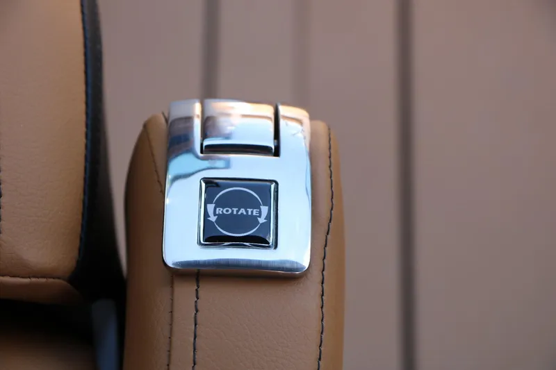 Slide: The Image of Close-up of Chaparral 30 Surf 2026 boat seat with "Rotate" button. - 44