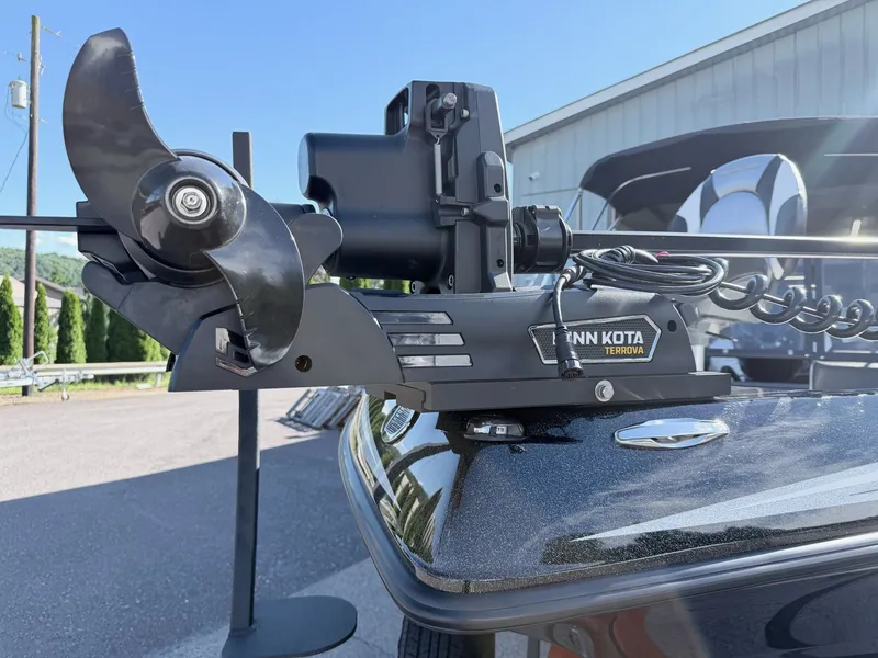 Slide: The Image of Close-up of a Minn Kota Terrova motor on a Skeeter Solera 205 boat. - 28