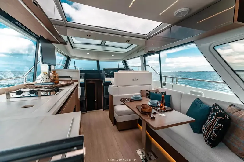 Slide: The Image of Interior of the 2027 Wellcraft 44 Explorer with modern design and panoramic windows. - 8