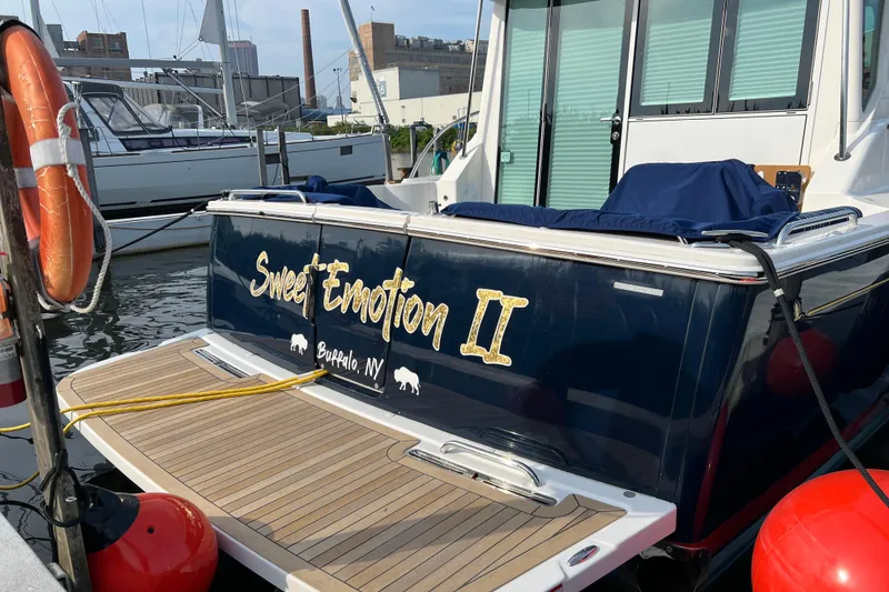 Slide: The Image of 2024 Back Cove 372 boat named "Sweet Emotion II" docked in Buffalo, NY. - 5