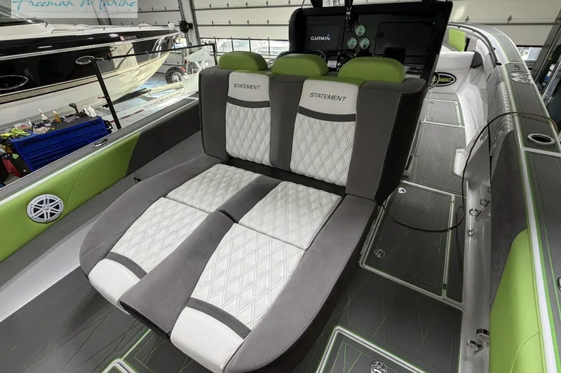 Slide: The Image of Luxurious interior of 2017 Statement 380 Open boat with plush seating and modern design. - 26