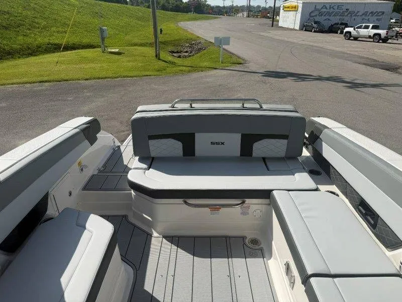 Slide: The Image of Rear view of a Chaparral SSX 30 with gray upholstery and spacious deck. - 26