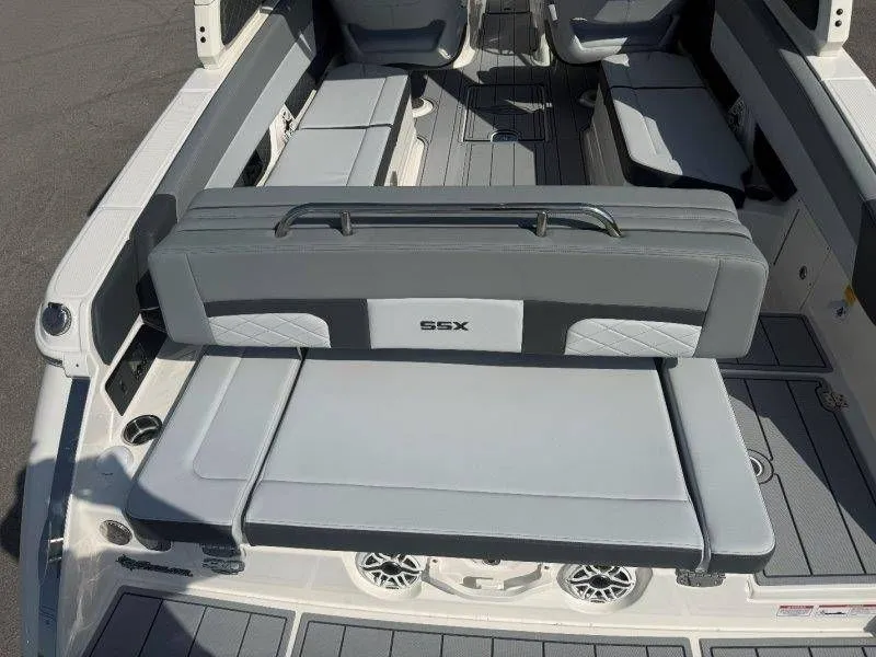 Slide: The Image of Rear view of a Chaparral SSX 30 with gray upholstery and modern design. - 40
