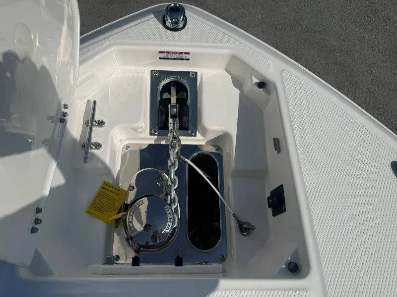 Slide: The Image of Bow area of a Chaparral SSX 30 with anchor and chain compartment. - 21