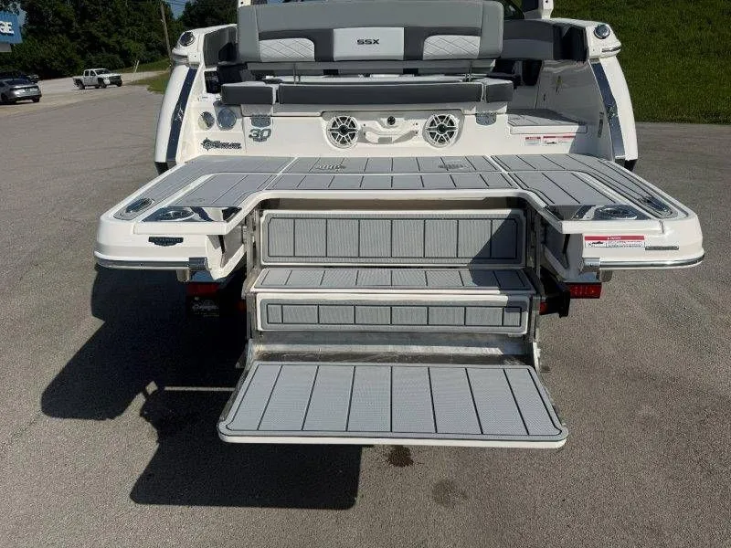 Slide: The Image of Rear view of a Chaparral SSX 30 with a fold-out swim platform. - 17