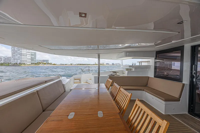 Slide: The Image of Spacious deck of 2015 Fountaine Pajot Sanya 57 catamaran with ocean view. - 33