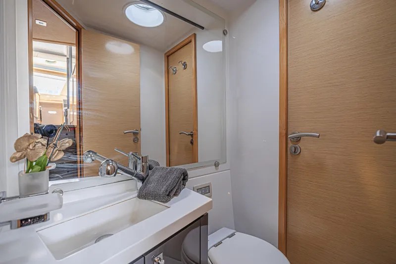 Slide: The Image of Luxurious bathroom interior of 2015 Fountaine Pajot Sanya 57 yacht, featuring modern fixtures. - 24