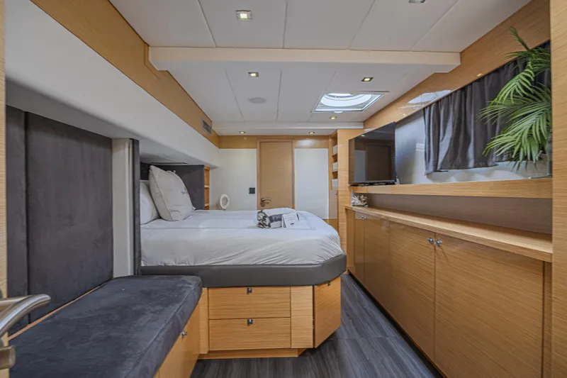 Slide: The Image of Luxurious cabin interior of 2015 Fountaine Pajot Sanya 57 yacht with modern furnishings. - 15