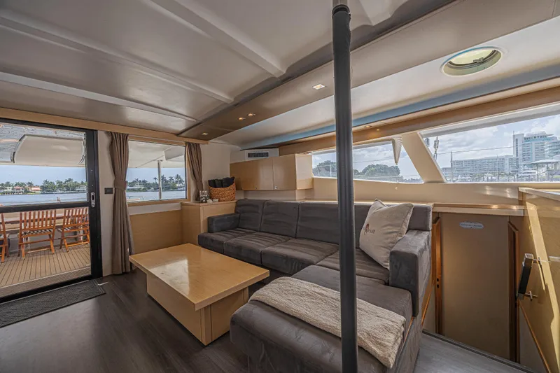 Slide: The Image of Luxurious interior of 2015 Fountaine Pajot Sanya 57 yacht with spacious seating and scenic views. - 4