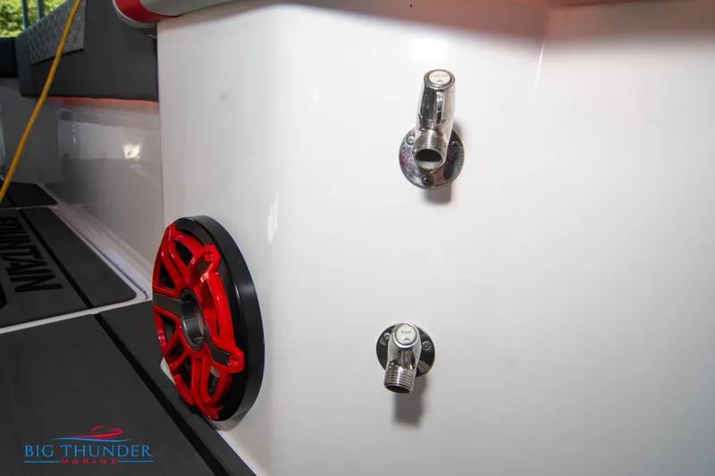 Slide: The Image of Close-up of boat fittings with red and silver elements on a white background. - 29