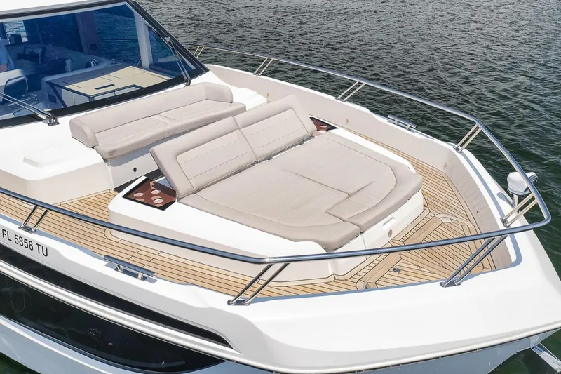 Slide: The Image of 2022 Galeon 560 Fly yacht with spacious sunbathing area on deck. - 24