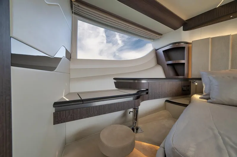 Slide: The Image of Luxurious interior of 2022 Galeon 560 Fly yacht with modern design and elegant furnishings. - 52
