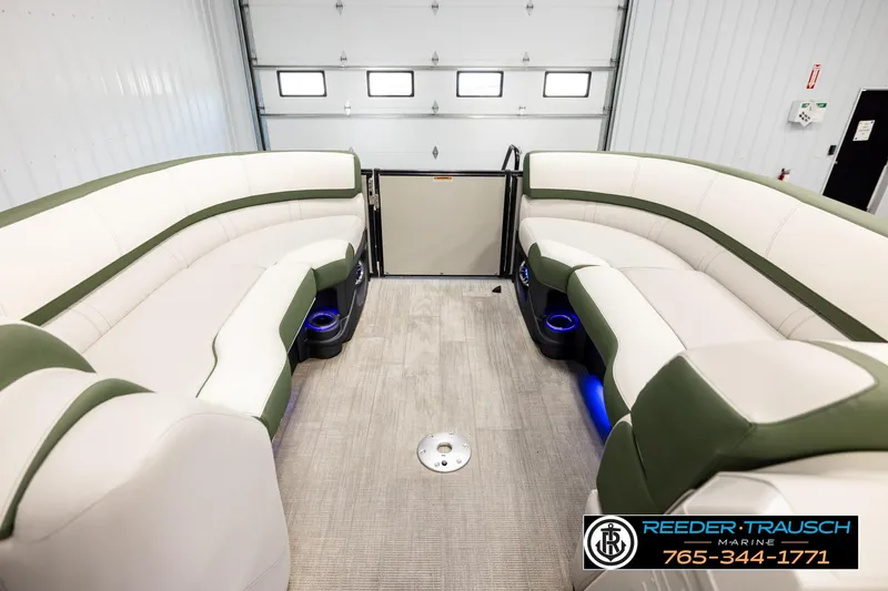 Slide: The Image of Luxurious interior of 2024 Avalon CAT VRB pontoon boat with plush seating. - 18