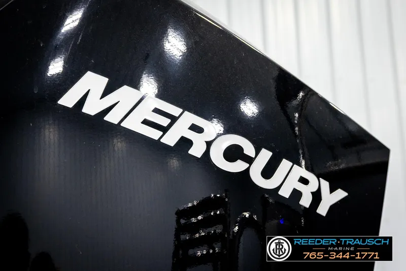 Slide: The Image of Black Mercury engine with Reeder-Trausch Marine branding, 2024 Avalon CAT VRB. - 51