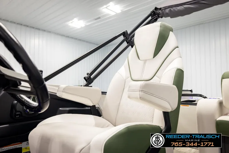 Slide: The Image of Luxurious interior of 2024 Avalon CAT VRB boat with plush seating and modern design. - 42