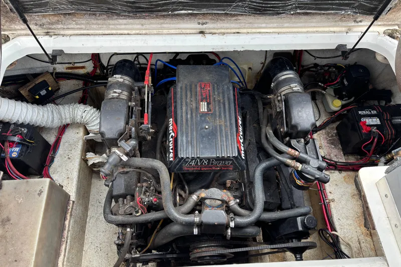 Slide: The Image of Engine compartment of a 1992 Bayliner 2850 Contessa with MerCruiser 7.4L V8 engine. - 13