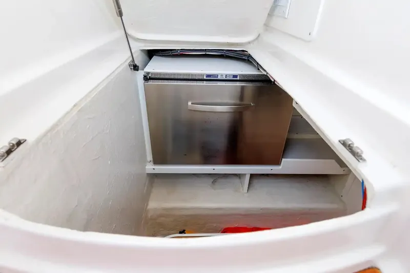Slide: The Image of Storage compartment with stainless steel appliance on 2017 Back Cove Yachts 37. - 39