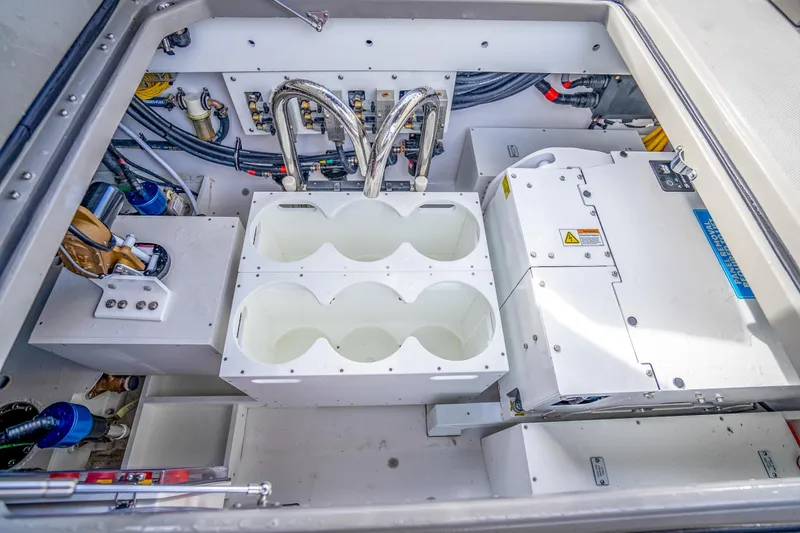 Slide: The Image of Engine compartment of 2027 HCB 42 Lujo boat, showcasing advanced mechanical systems. - 5