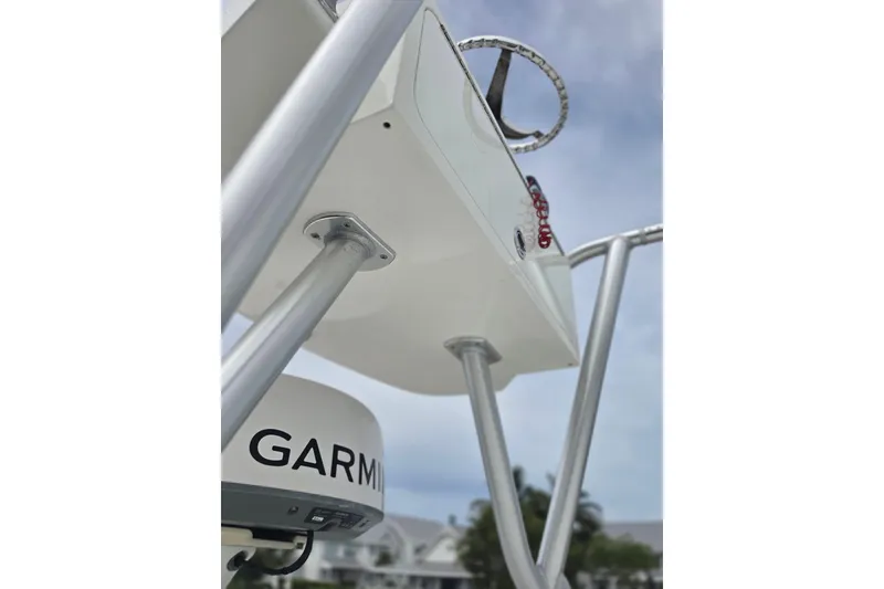 Slide: The Image of 2016 SeaVee 320B boat with Garmin radar and steering wheel, viewed from below. - 9
