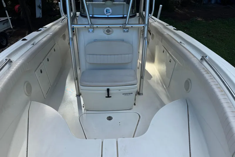 Slide: The Image of 2007 Hydra-Sports Vector 2500 CC boat interior, featuring seating and storage compartments. - 19