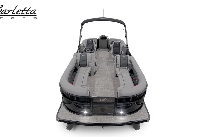 Slide: The Image of 2027 Barletta C24QC pontoon boat with sleek design and spacious seating. - 2
