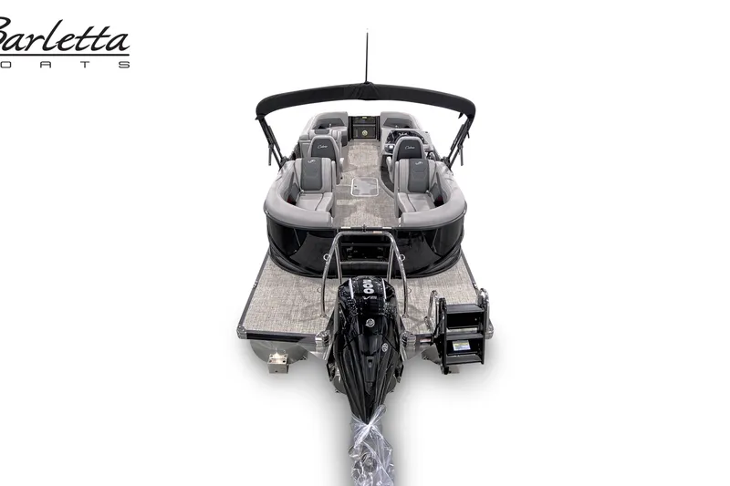 Slide: The Image of 2027 Barletta C24QC pontoon boat with sleek design and spacious seating. - 4