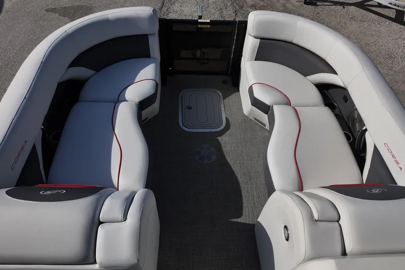 Slide: The Image of 2022 Barletta Corsa 23U boat interior with luxurious seating and modern design. - 8