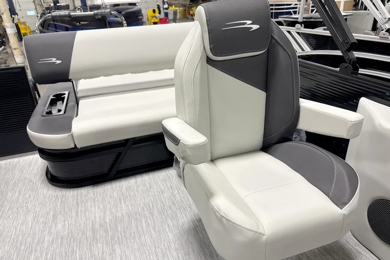 Slide: The Image of 2026 Bennington 22 S-One Swingback boat interior with stylish seating and modern design. - 11