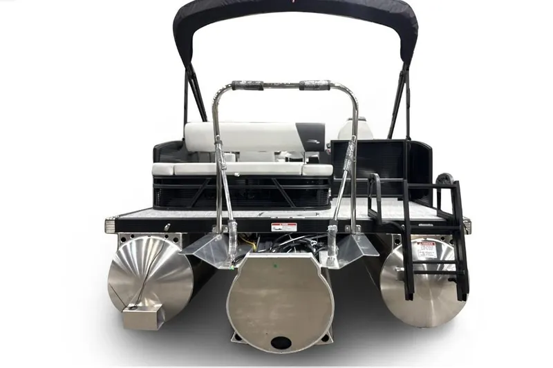 Slide: The Image of 2026 Bennington 22 S-One Swingback pontoon boat, rear view with seating and canopy. - 6