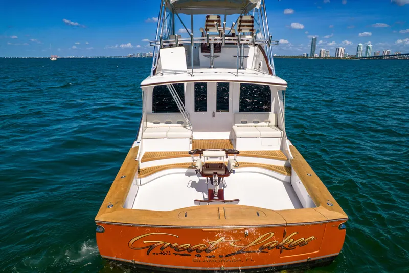 Slide: The Image of 2022 Garlington Convertible on the water with city skyline in the background. - 17