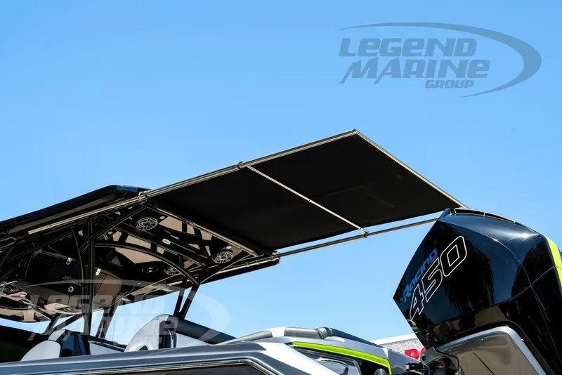 Slide: The Image of 2024 Nor-Tech 390 Sport Center Console with Mercury Racing 450 engine, featuring sleek design. - 70