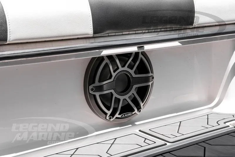 Slide: The Image of 2024 Nor-Tech 390 Sport Center Console with JL Audio speaker detail. - 50